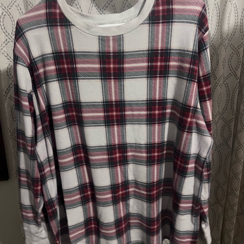Stars Above Plaid Long Sleeve Top